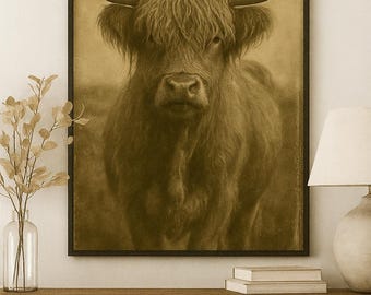 Highland Cow Printable Wall Art Print - Instant Download