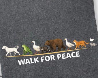Comfort Colors Peace For Walk T-Shirt, Animals Protest Tee, Monks and Dog Graphic