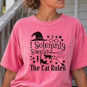 I Solemnly Swear Quote Shirt, The Cat Rules Tee, Wizard School Inspired T-Shirt, Funny Cat Lover Tee, Witchy Graphic Gift, Cat Mom Outfit