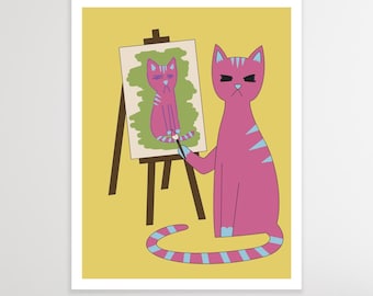 Pawcasso's Painting Print