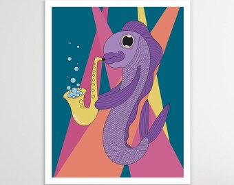 Saxophone Fish Print
