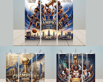 Adesivo per bicchiere termico Knicks, design per bicchiere termico da 20 oz, solo download digitale, adesivi per sublimazione, basket PNG, download digitale PNG