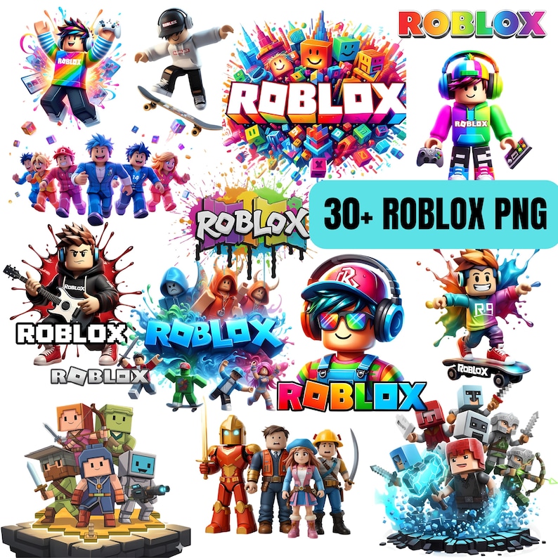 3D Block Gamer Characters | PNG Clipart Bundle (digital Download) - Etsy