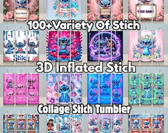 100+ Stich Tumbler Designs Bundle | Custom Name PNG | 3D Inflated Stich | Collage Lilo & Stitch SublimationTumbler Wraps | Digital Download