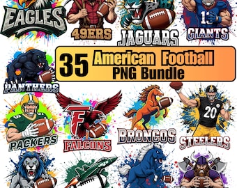 American Football Team Mascot PNG Bundle – Sports Sublimation Designs (Instant Download)
