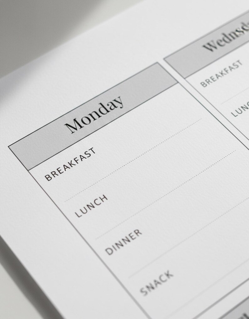 Weekly Meal Planner Printable | Minimalist Food Prep Organizer (PDF) - Etsy