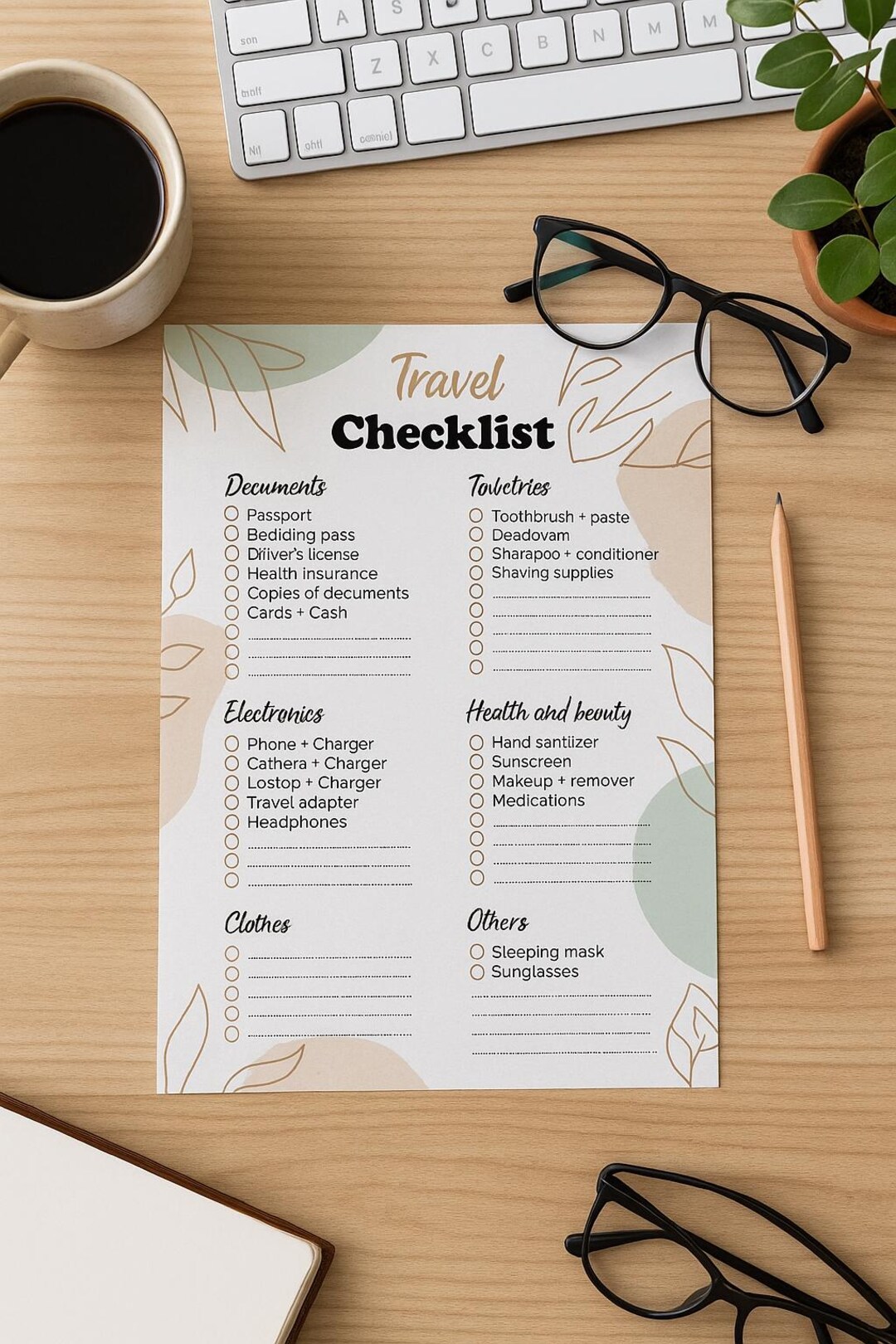 Minimalist Travel Checklist Printable | Vacation Packing List ...