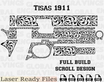 Tisas 1911 Laser Engraving File SVG, Custom Slide Design for Tisas 45 acp, 1911 Government Model Vector, Fiber Laser SVG DXF.