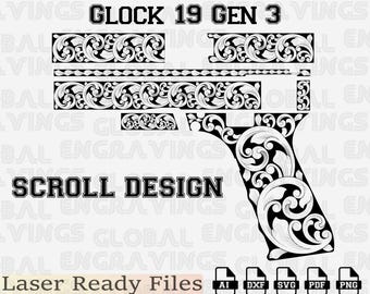 Glock 19 Gen 3 Laser Stippling File, G19 Grip Texture Pattern, SVG DXF LightBurn for Fiber Laser, Precision Digital Download.