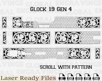 Glock 19 Gen 4 Laser Engraving File, G19 Slide Pattern SVG, Fiber Laser Vector Design, Tactical Pistol Art DXF, G19 Gen4 Engraving Template.