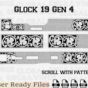 Glock 19 Gen 4 Laser Engraving design SVG. G19 Slide Pattern SVG.