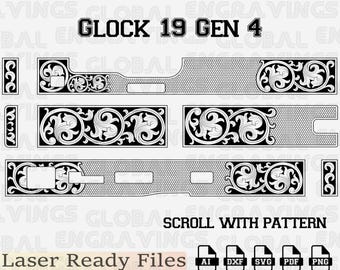 Glock 19 Gen 4 Laser Engraving design SVG. G19 Slide Pattern SVG.