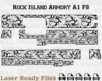 Rock Island Armory A1 FS Engraving File, RIA 1911 Full Size Slide Design, 45 acp Laser Vector, Fiber Laser SVG for EzCad.