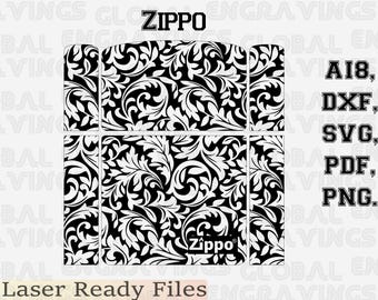 Zippo Lighter Engraving Design, Ornamental Scrollwork SVG, Classic Flip Top Lighter Vector, LightBurn File for Fiber Laser.