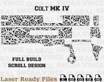 Colt 1911 MK IV Series 70 80 Engraving File, Mark IV 45 Acp Slide Design Svg, Fiber Laser Vector, 1911 Government Engraving Template.