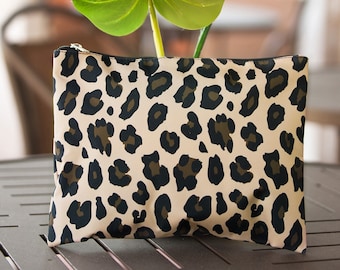 Monogrammed Leopard Print Cosmetic Bag: Personalized Travel Pouch