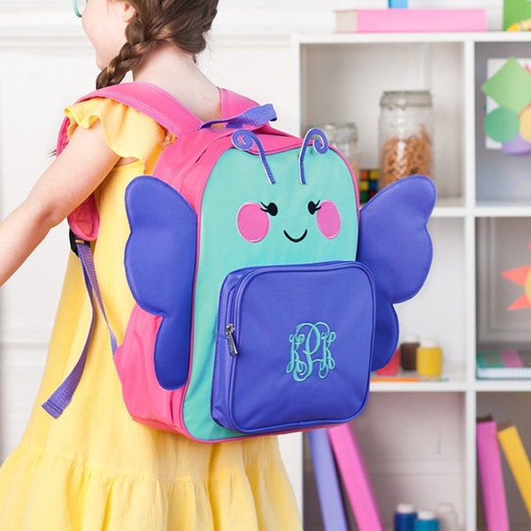 Personalized Preschool Backpack ~ Girl's Monogrammed Toddler Backpack ~ Personalized Toddler Bag ~ Monogram Butterfly Preschool Backpack