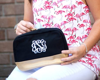 Monogammed Cosmetic Bag ~ Monogrammed Toiletry Bag ~ Personalized Cosmetic Bag ~ Monogrammed Make-up Bag ~ Personalized Bridesmaid Gifts