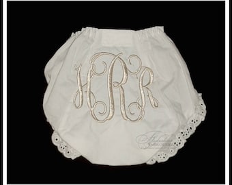 Monogrammed Mermaid Baby Bloomers Personalized Shell Nautical Diaper Cover