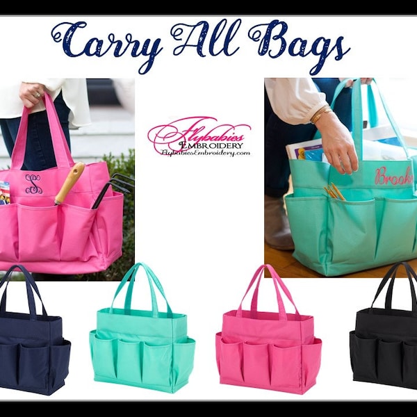 Personalized Teacher Gift ~ Personalized Large Carry All Tote Bag ~ Monogrammed Craft Caddy ~ Monogram Tote ~ Essential Carry All ~ Gifts
