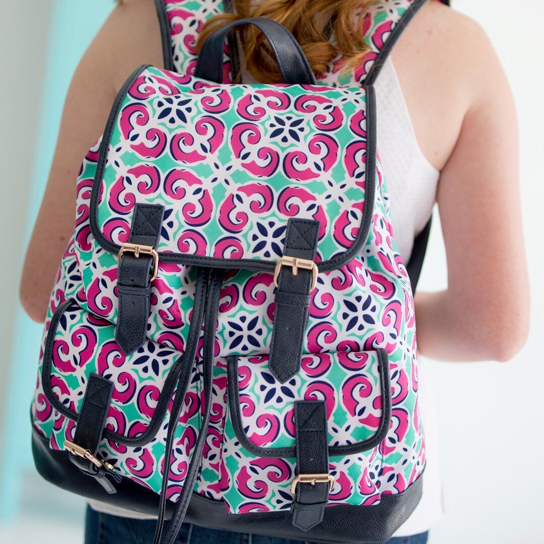 Personalized Patterned Backpack: Girls Monogrammed Book Bag - Etsy