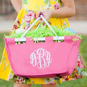 Monogrammed Mini Market Tote Personalized Easter Basket Personalized Market Tote Monogrammed Market Tote 11 colors quick shipping image 2