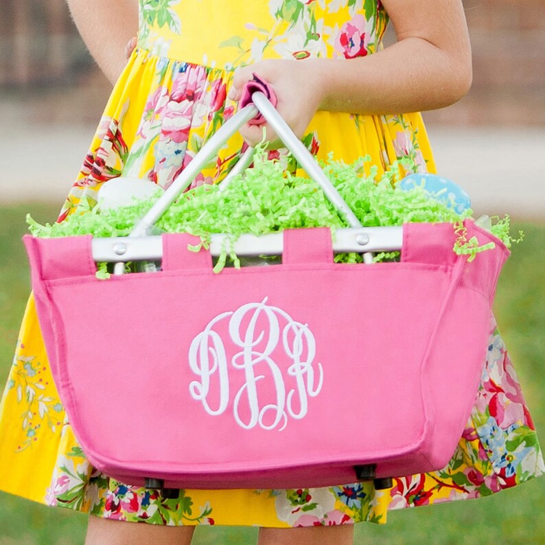 Monogrammed Mini Market Tote Personalized Easter Basket Personalized Market Tote Monogrammed Market Tote 11 colors quick shipping image 2