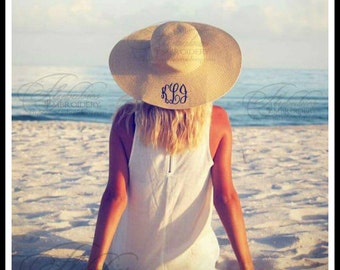 Honeymoon Beach Hat ~ Monogram Sun Hat ~ Monogrammed Beach Hat ~ Personalized Sun Hat ~ Monogrammed Beach Hat ~ Natural Hat