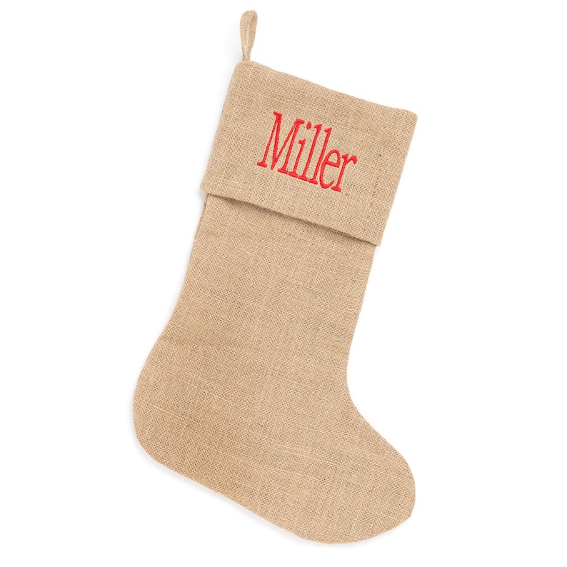 Personalized Burlap Stocking Personalized Christmas Stocking Monogrammed Burlap Stocking Burlap Christmas Stocking Matching Stocking immagine 2