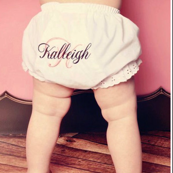 Monogrammed Baby Bloomers ~ Personalized Diaper Cover ~ Monogrammed Diaper Cover ~ Personalized Bloomers ~ Monogrammed Bloomer - Quick Ship