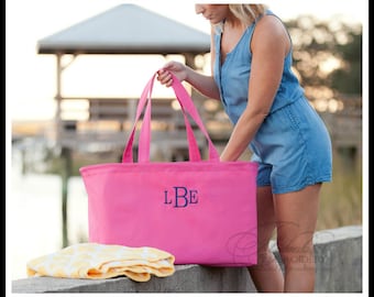 FREE Personalization ~ Personalized Large Utility Tote Bag ~ Monogrammed Ultimate Tote ~4 colors~ Monogrammed Utility Tote ~ quick shipping