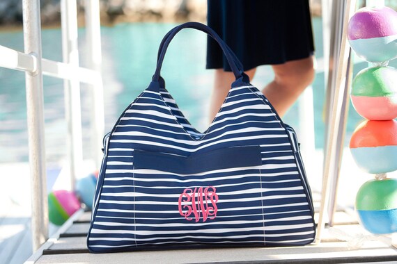 etsy monogrammed beach bag