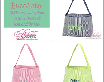 Striped Personalized Easter Basket ~  Personalized Easter Basket ~ Stripe Easter Buckets ~ Monogrammed Easter Bucket ~ FREE Personalization