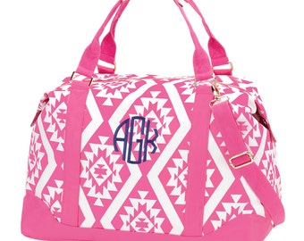 Personalized Weekender ~ Monogrammed Luggage ~ Hot Pink Overnight Bag ~ Monogrammed Gift for Her