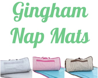 Personalized Nap Mat Boys ~ Preschool Napmat ~ Monogrammed Nap Roll ~ Brown gingham Toddler