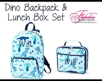 Personalized Dino Backpack Lunchbox Set: Monogrammed Back to School