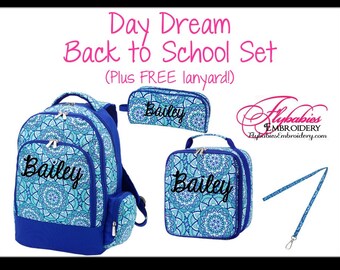 Girl's Personalized Backpack Lunchbox Set – Embroidered Book Bag
