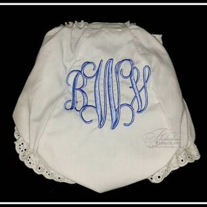 Monogrammed Baby Bloomers Personalized Baby Bloomers Personalized Diaper Cover Monogrammed Diaper Cover White Monogrammed Bloomers image 4