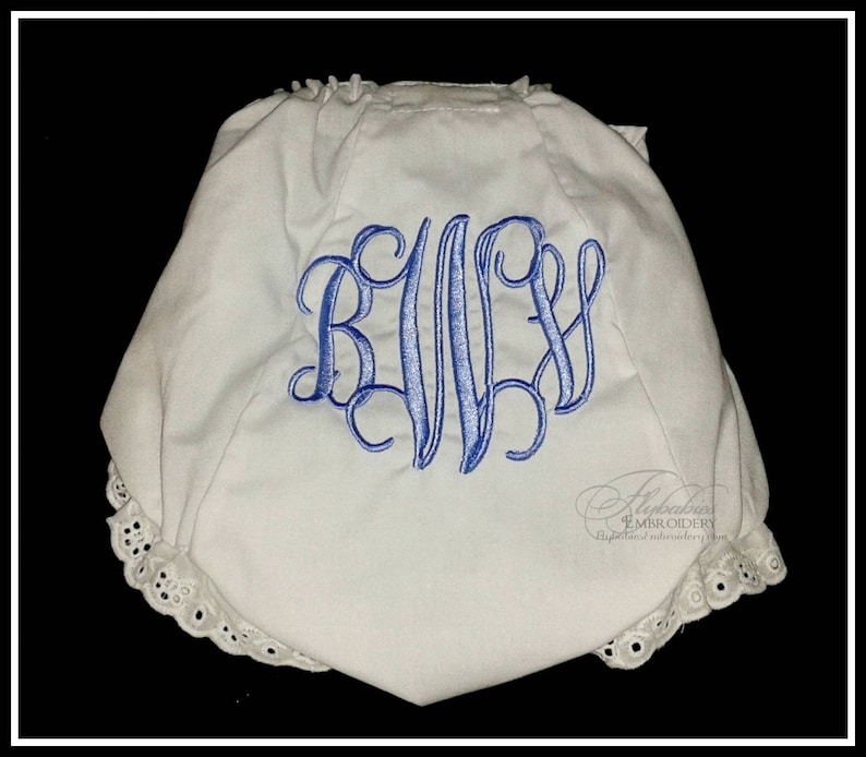 Monogrammed Baby Bloomers Personalized Baby Bloomers Personalized Diaper Cover Monogrammed Diaper Cover White Monogrammed Bloomers image 4