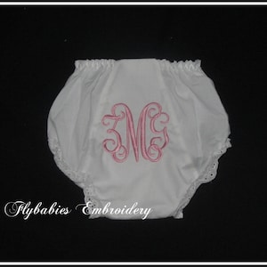 Monogrammed Baby Bloomers Personalized Baby Bloomers Personalized Diaper Cover Monogrammed Diaper Cover White Monogrammed Bloomers image 2