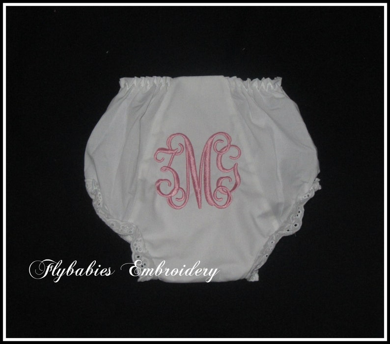 Monogrammed Baby Bloomers Personalized Baby Bloomers Personalized Diaper Cover Monogrammed Diaper Cover White Monogrammed Bloomers image 2