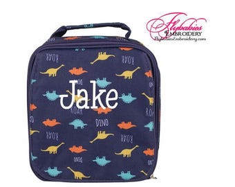 Personalized Dino Lunchbox, Monogrammed Insulated Lunch Bag
