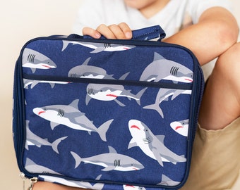 Personalized Shark Lunchbox - Boys Monogrammed Lunch Bag
