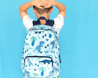 Boy's Monogrammed Backpack ~ Personalized Dino Backpack ~ Monogram Book Bag ~ Dinosaurs Bookbag ~ Back to School
