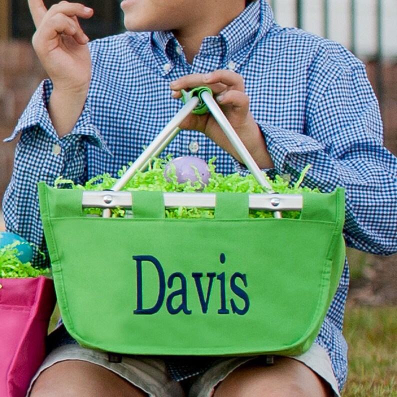 Monogrammed Mini Market Tote Personalized Easter Basket Personalized Market Tote Monogrammed Market Tote 11 colors quick shipping image 1