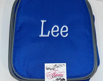 Personalized Blue Lunchbox: Monogrammed Insulated Lunch Bag