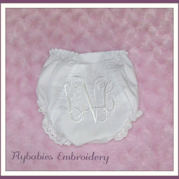 Monogrammed Baby Bloomers ~ Personalized Baby Bloomers ~ Personalized Diaper Cover ~ Monogrammed Diaper Cover ~ White Monogrammed Bloomers