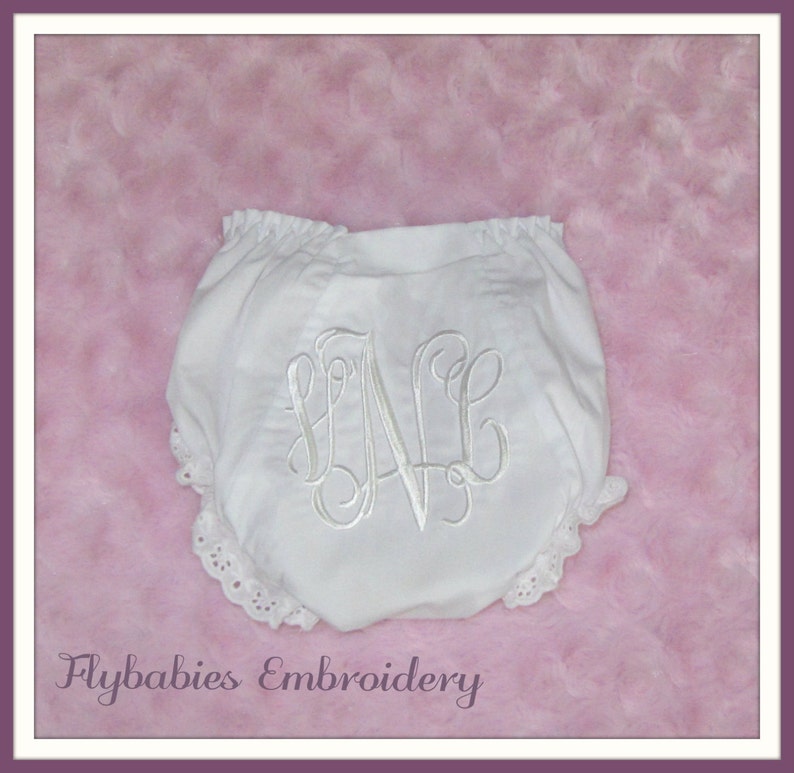 Monogrammed Baby Bloomers Personalized Baby Bloomers Personalized Diaper Cover Monogrammed Diaper Cover White Monogrammed Bloomers image 1