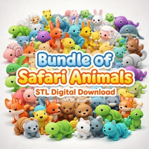 Flexi Animal STL Bundle | Articulated Safari & Pet Animals | 3D Printable Flexi Toys | STL Files | digital download