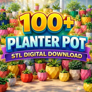 100+ unieke 3D-afdrukbare bloempotten STL-bundel | Moderne geometrische bloempotten,vazen en sculpturale ontwerpen | Perfect als woondecoratie | Tuin